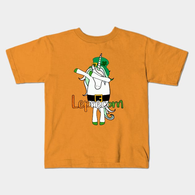 Dabbing Leprecorn Kids T-Shirt by hoopoe